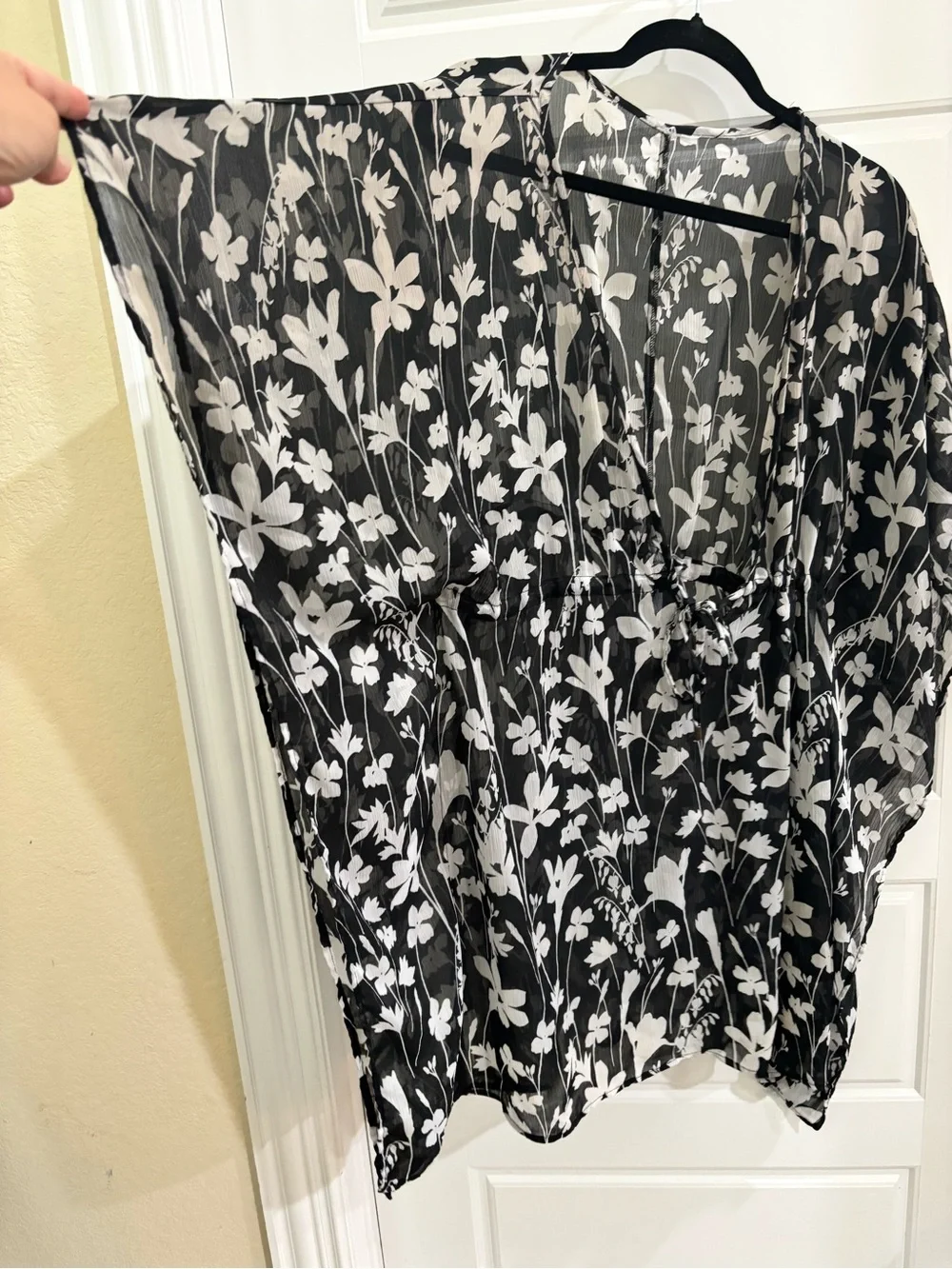 Black Sheer Floral Tunic Cover-Up size large